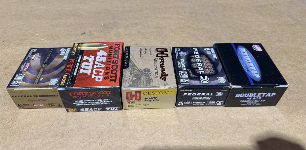 45 ACP AMMUNITION LOT OF 5 BOXES-img-0