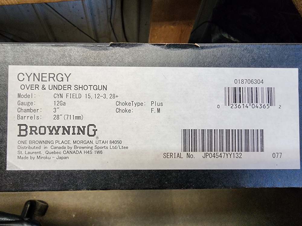 PICS! NEW BROWNING CYNERGY O/U FIELD 12 GAUGE 28" WALNUT 60/40 POI 3" 28-img-1