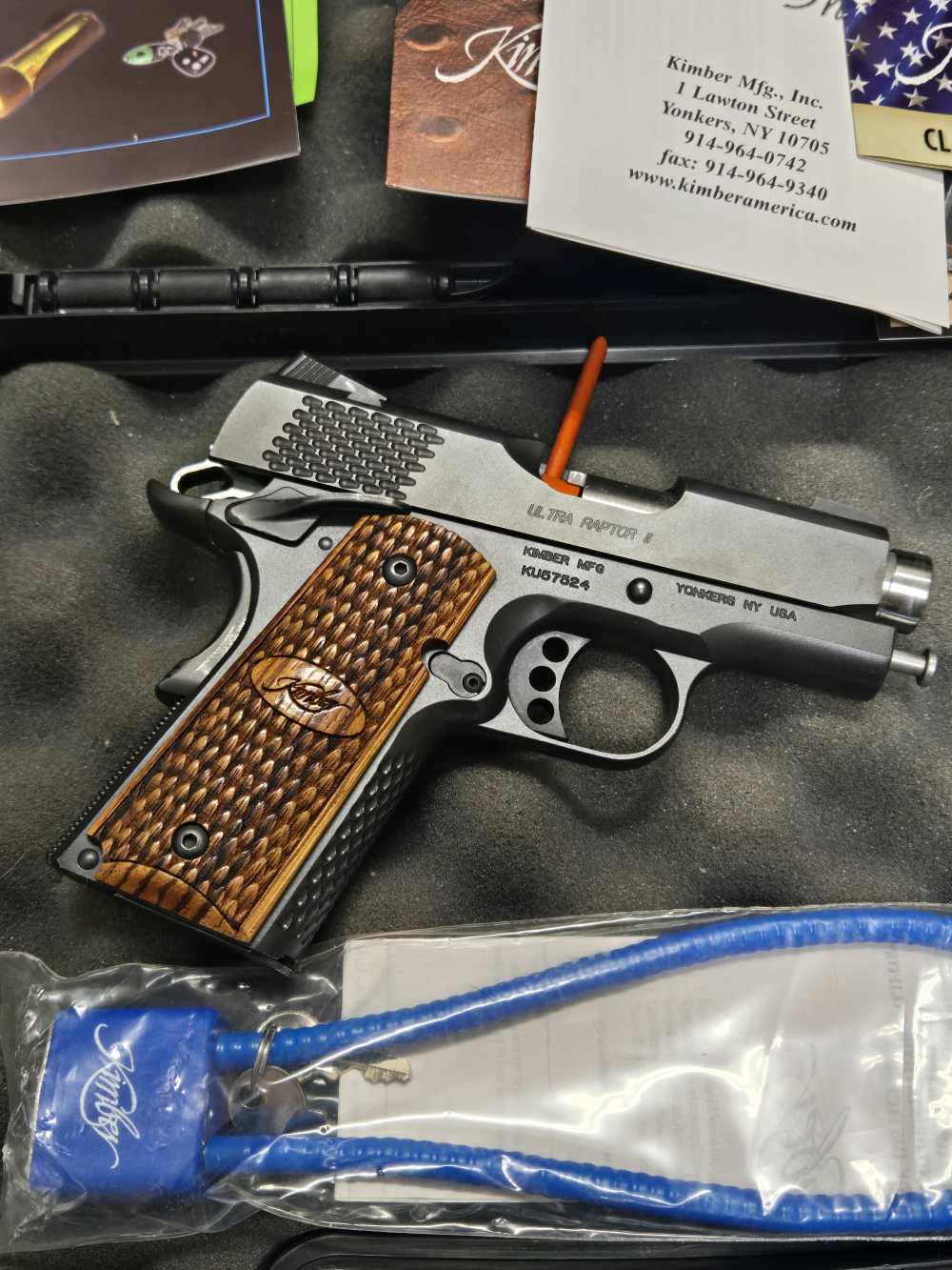 Kimber Ultra Raptor II 45 ACP Matte Blue Night sights as new condition-img-1