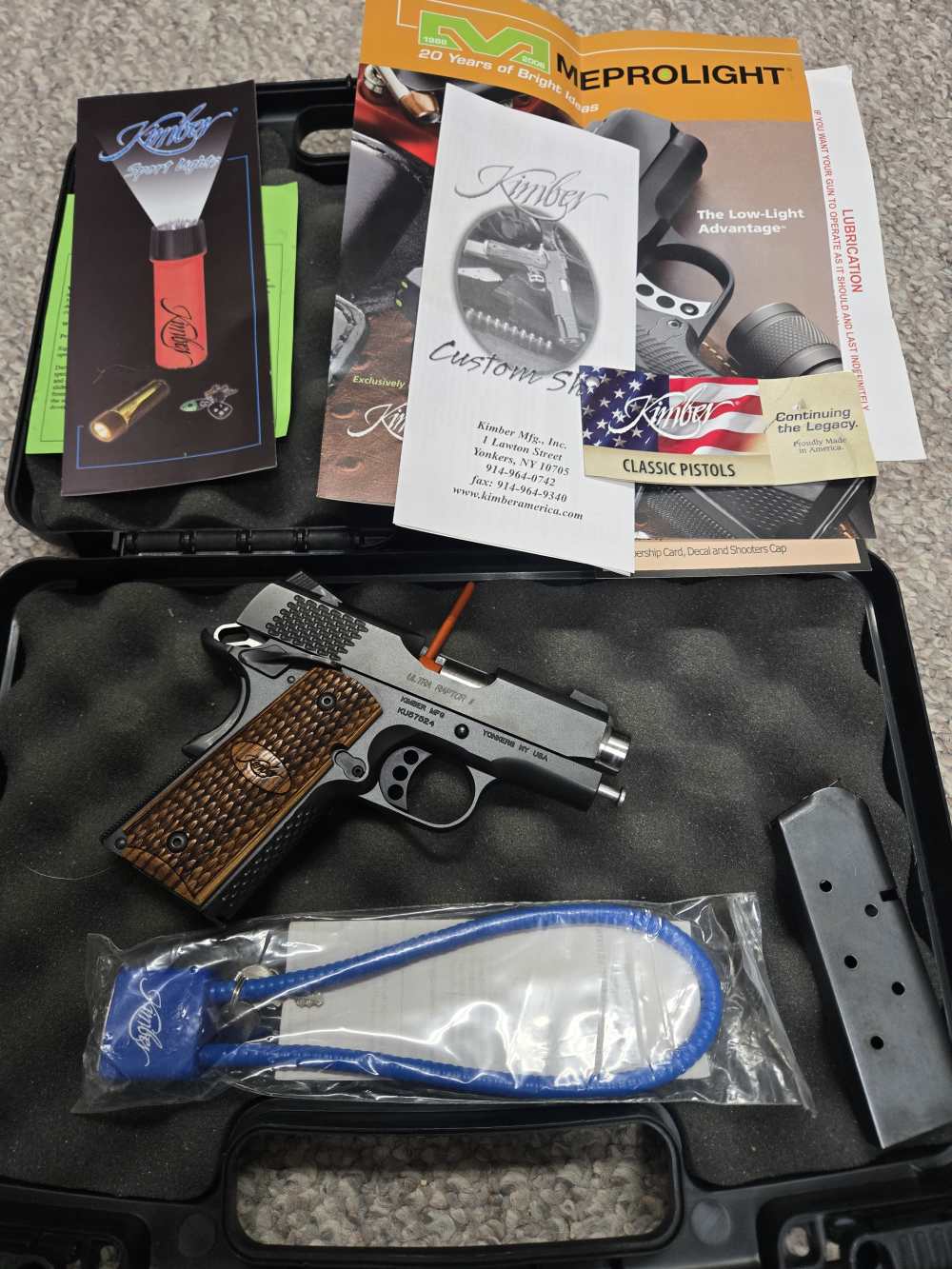 Kimber Ultra Raptor II 45 ACP Matte Blue Night sights as new condition-img-0