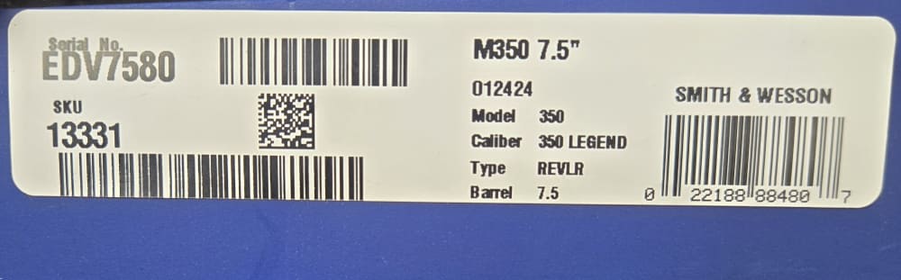 Smith and Wesson M350 350 Legend 7.5" ported barrel NIB 34-409-img-3