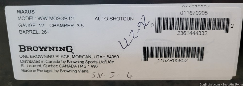Browning Maxus II Wicked Wings 12ga 26" barrel NIB -img-5