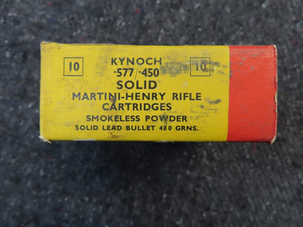 VINTAGE BOX KYNOCH .577-450 MARTINI HENRY AMMO-CLEAN AMMO-SCARCE-img-3