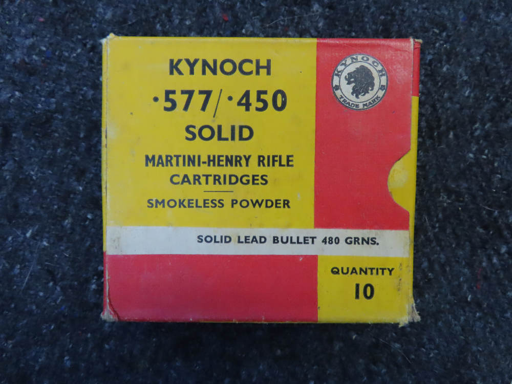 VINTAGE BOX KYNOCH .577-450 MARTINI HENRY AMMO-CLEAN AMMO-SCARCE-img-1