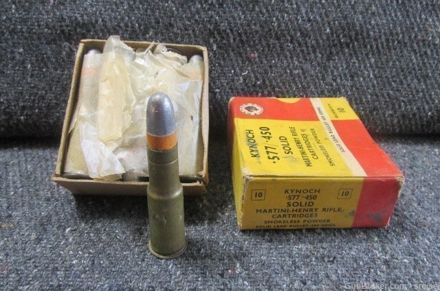 VINTAGE BOX KYNOCH .577-450 MARTINI HENRY AMMO-CLEAN AMMO-SCARCE-img-0