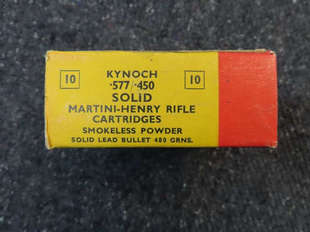 VINTAGE BOX KYNOCH .577-450 MARTINI HENRY AMMO-CLEAN AMMO-SCARCE-img-5