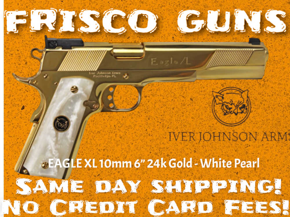 RARE NEW! IVER JOHNSON Eagle XL 24k GOLD 10mm 8rd 6” White Pearl GORGEOUS-img-0