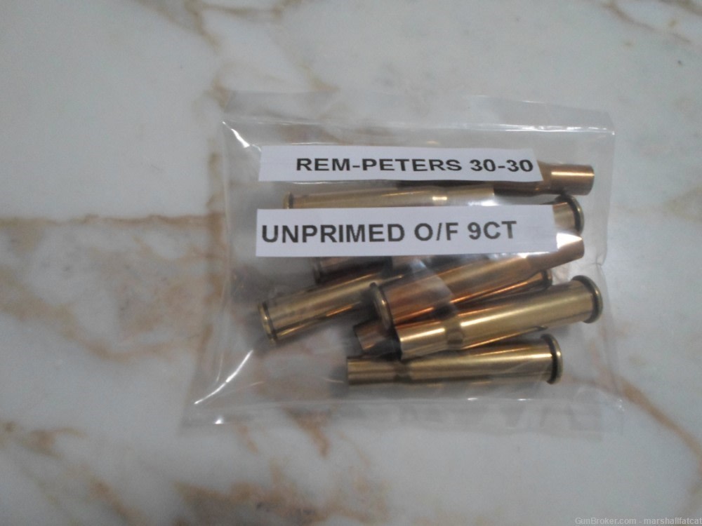 Remington-Peters 30-30 Once Fired Unprimed Brass 9ct-img-0