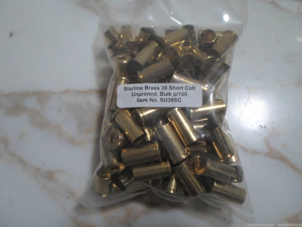 Starline Brass 38 Short Colt Unprimed #SU38SC Bag of 100-img-0