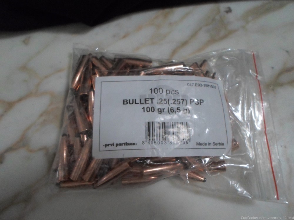  PRVI PARTIZAN BULLET 25cal (.257) 100gr PSP 100ct-img-0