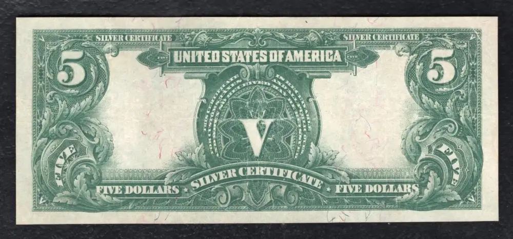 1899 US $5 Native American Chief Silver Certificate Note Money Currency -img-1