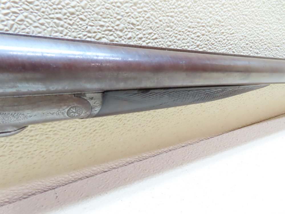 Antique Playfair Double-Barrel SXS Hammer Under Lever Shotgun Damascus -img-14