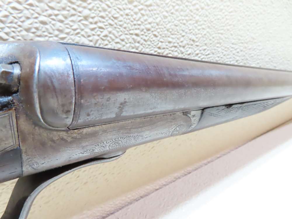 Antique Playfair Double-Barrel SXS Hammer Under Lever Shotgun Damascus -img-13