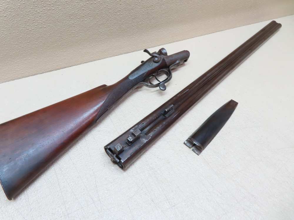 Antique Playfair Double-Barrel SXS Hammer Under Lever Shotgun Damascus -img-56