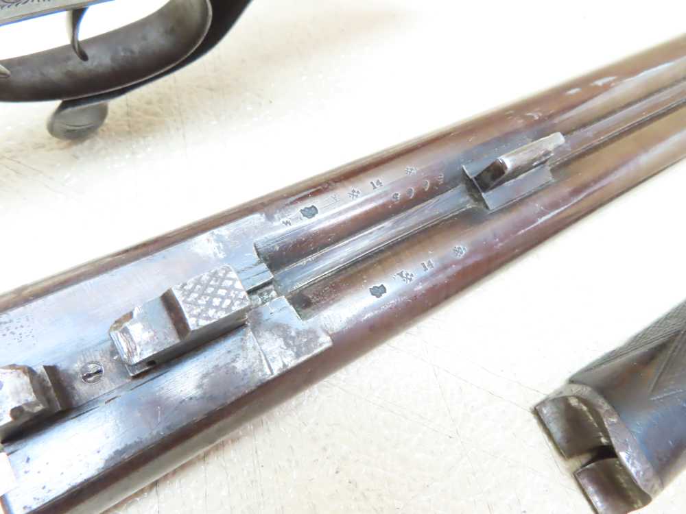 Antique Playfair Double-Barrel SXS Hammer Under Lever Shotgun Damascus -img-59