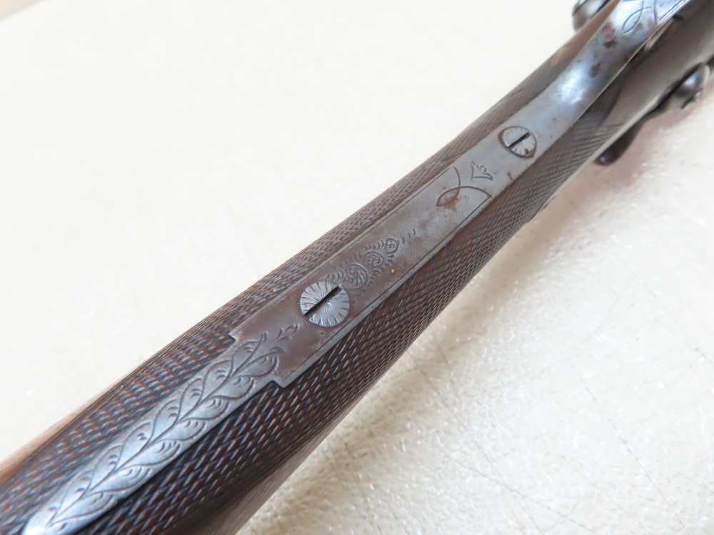 Antique Playfair Double-Barrel SXS Hammer Under Lever Shotgun Damascus -img-45