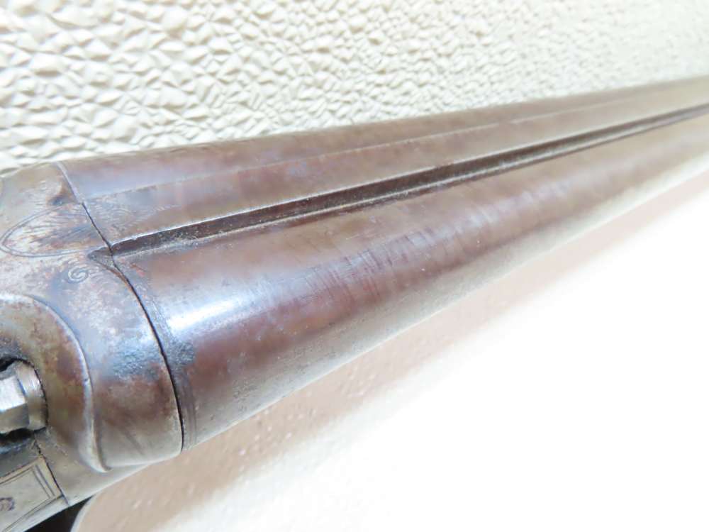 Antique Playfair Double-Barrel SXS Hammer Under Lever Shotgun Damascus -img-10