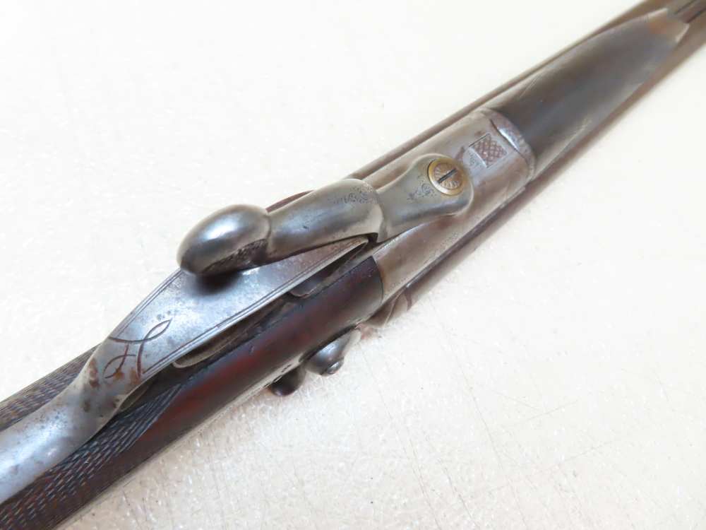 Antique Playfair Double-Barrel SXS Hammer Under Lever Shotgun Damascus -img-22