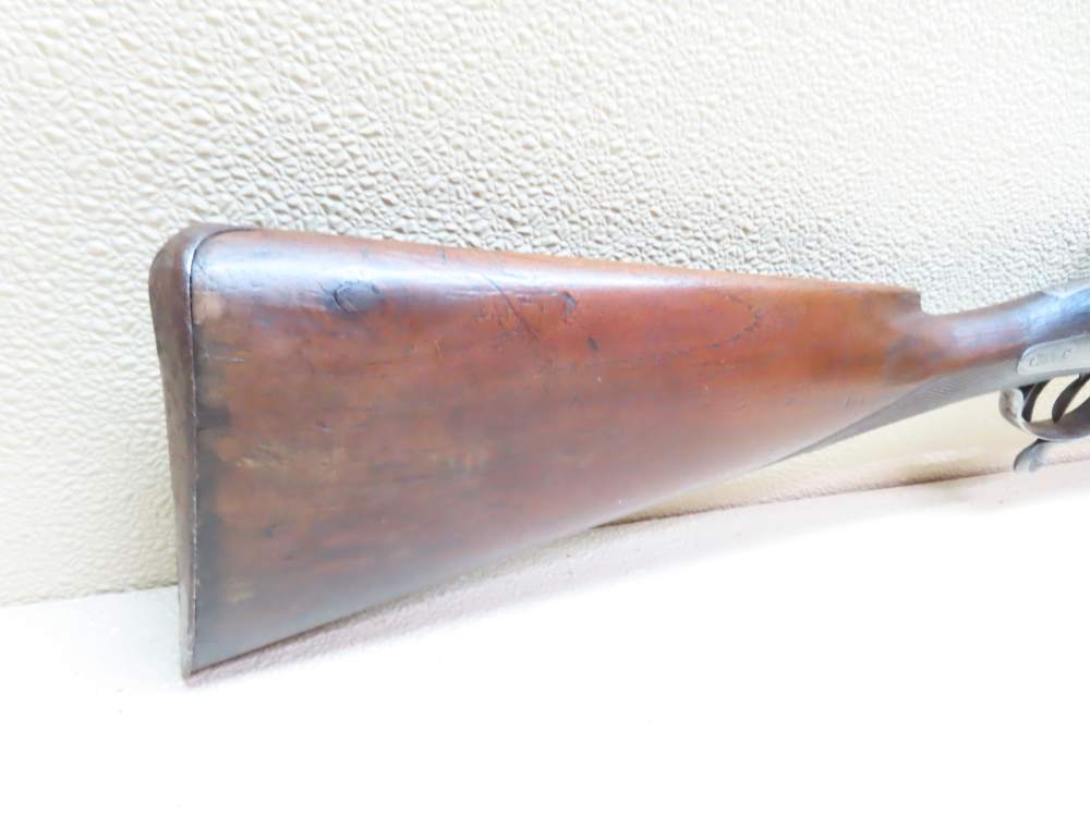 Antique Playfair Double-Barrel SXS Hammer Under Lever Shotgun Damascus -img-2