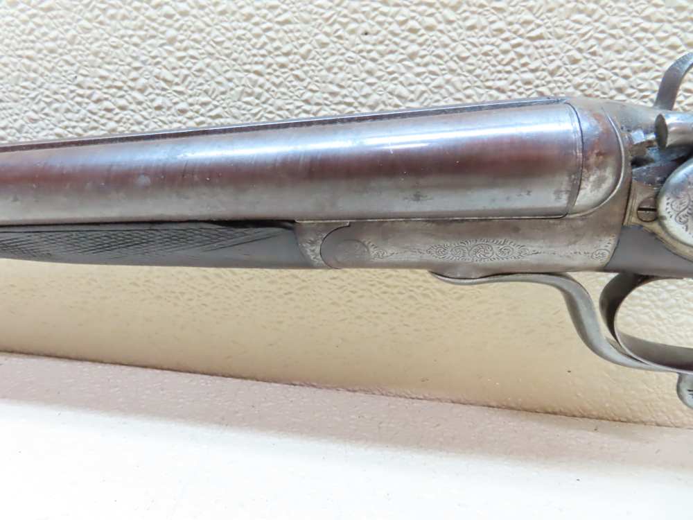 Antique Playfair Double-Barrel SXS Hammer Under Lever Shotgun Damascus -img-38