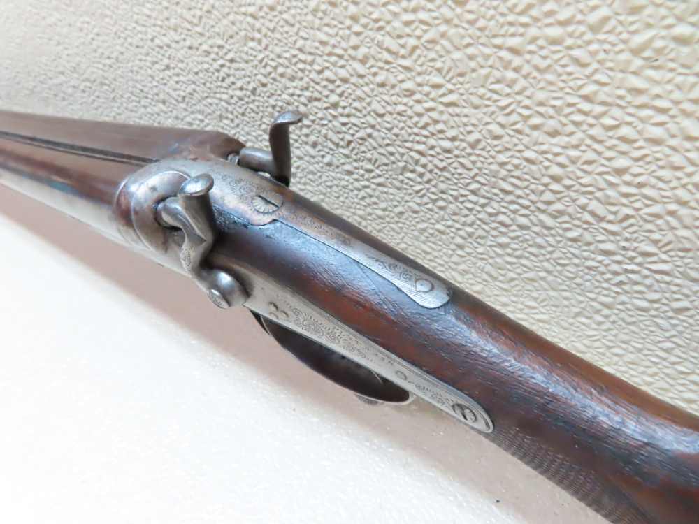 Antique Playfair Double-Barrel SXS Hammer Under Lever Shotgun Damascus -img-31