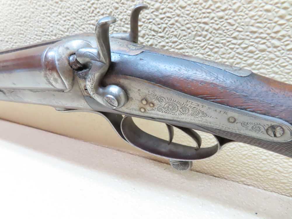 Antique Playfair Double-Barrel SXS Hammer Under Lever Shotgun Damascus -img-33