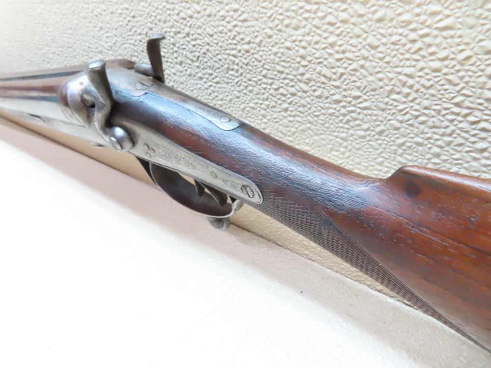 Antique Playfair Double-Barrel SXS Hammer Under Lever Shotgun Damascus -img-30