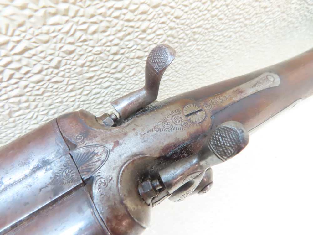 Antique Playfair Double-Barrel SXS Hammer Under Lever Shotgun Damascus -img-36
