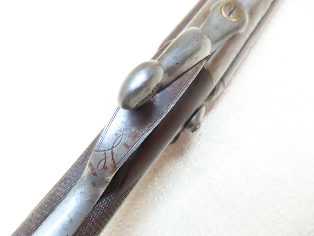 Antique Playfair Double-Barrel SXS Hammer Under Lever Shotgun Damascus -img-47