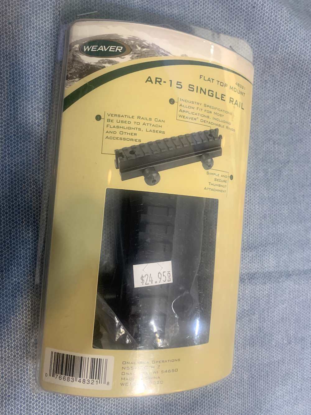 Weaver AR-15 Single Rail Base, Flat Top Mount, #48321, New Old Stock-img-2