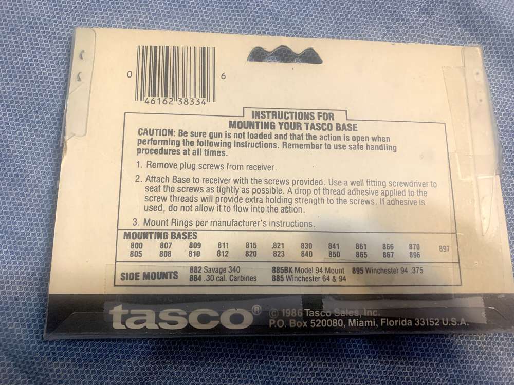 Tasco Model 850 Mounting Base, Fits Remington 700, 721, 725 Long Actions...-img-2