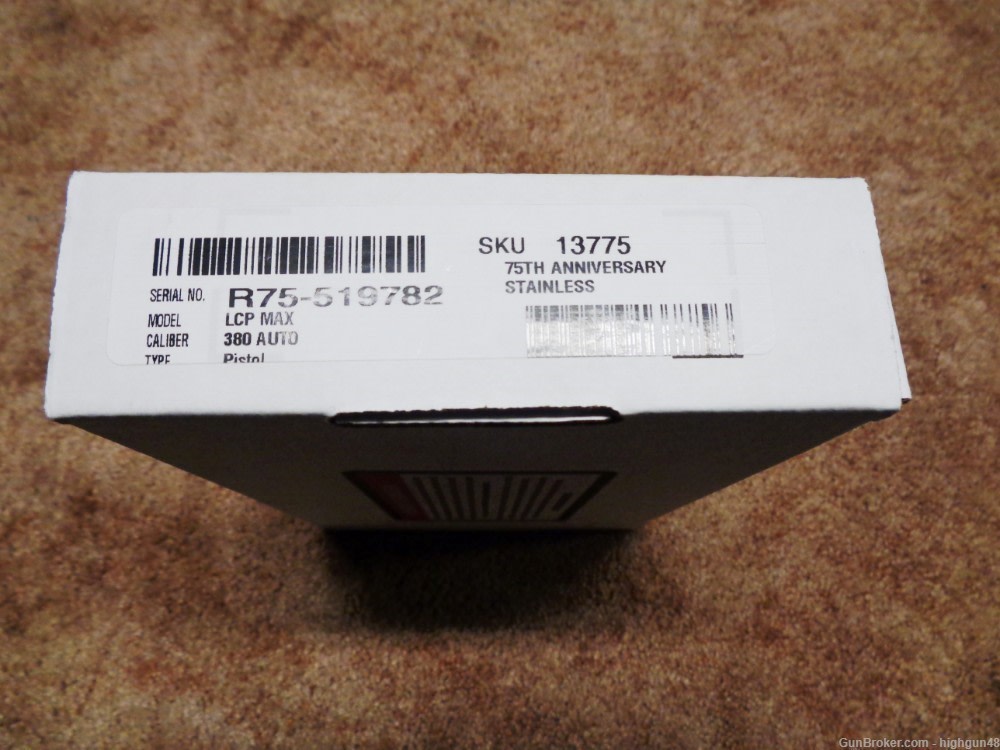Ruger LCP MAX 75th Anniversary 380 ACP 2.8" Bbl SS Black Stippled Grip NIB-img-9