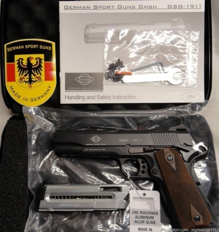 NEW ATI/GSG German Sports Night Sights 1911 .22LR 5" Black with Bonus ...-img-1