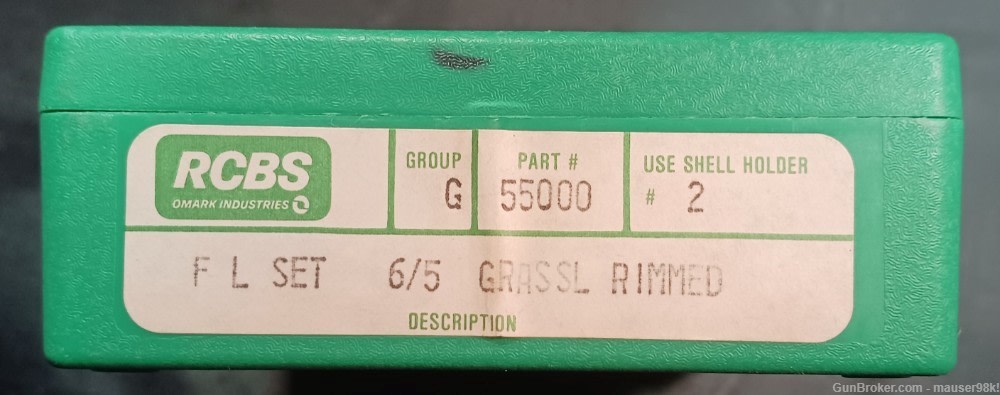  6.5 GRASSL RIMMED RCBS FL Die SET  #55000  -img-0