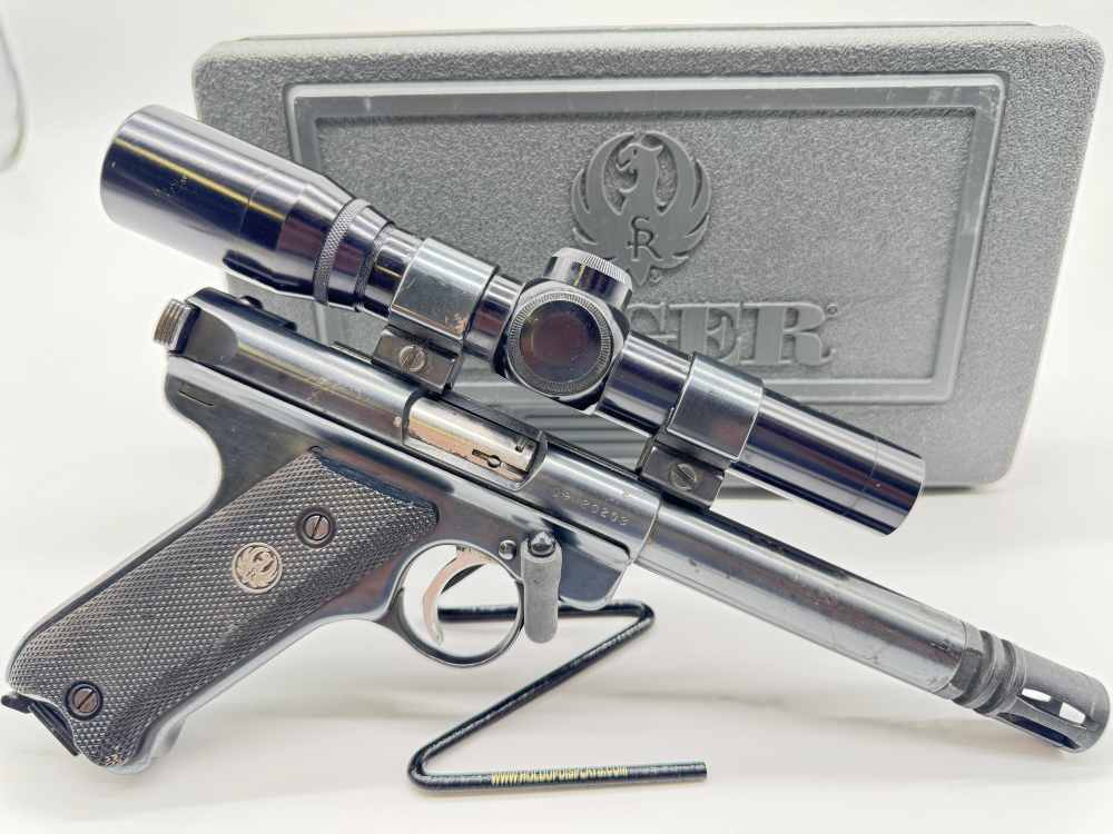 Ruger Mark II Target Semi-Auto Pistol with Scope and Muzzle Brake Nice!-img-0