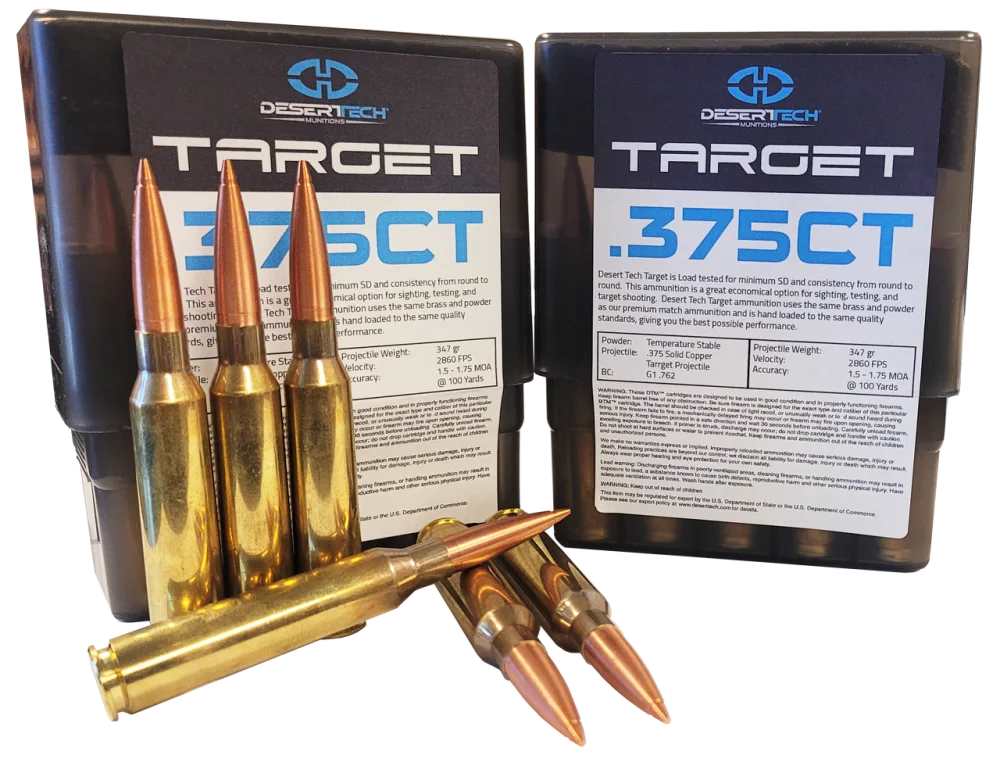 Desert Tech Munitions 375 CheyTac CT Target Ammo 1 case (100 rounds)-img-0