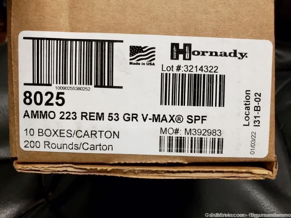 NEW 200 ROUNDS HORNADY SUPERFORMANCE .223 53 GRAIN V-MAX GR 223 REM VMAX-img-1