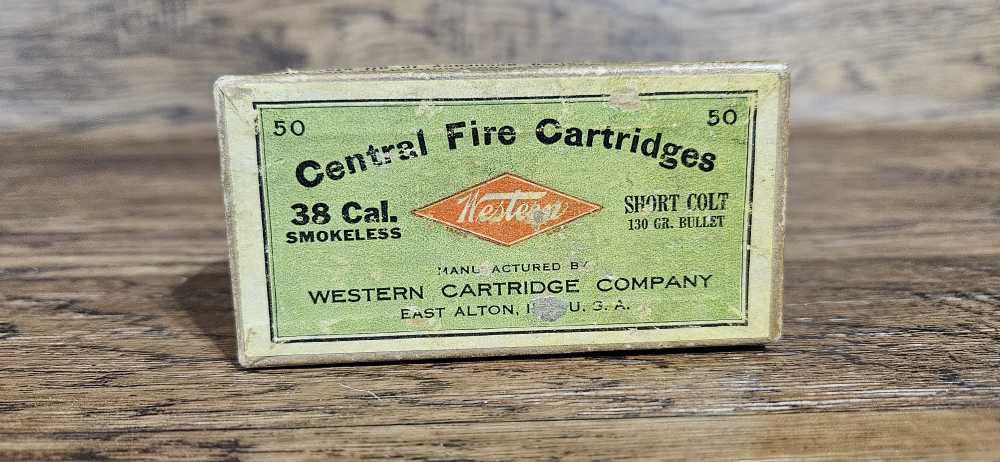  Vintage WESTERN Central Fire Cartridges .38 Short Colt C.F.-img-0