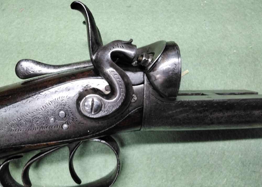 J. Manton SxS 12ga Damascus Hammer Shotgun 30" IC/IM Chokes Nice Patina-img-7