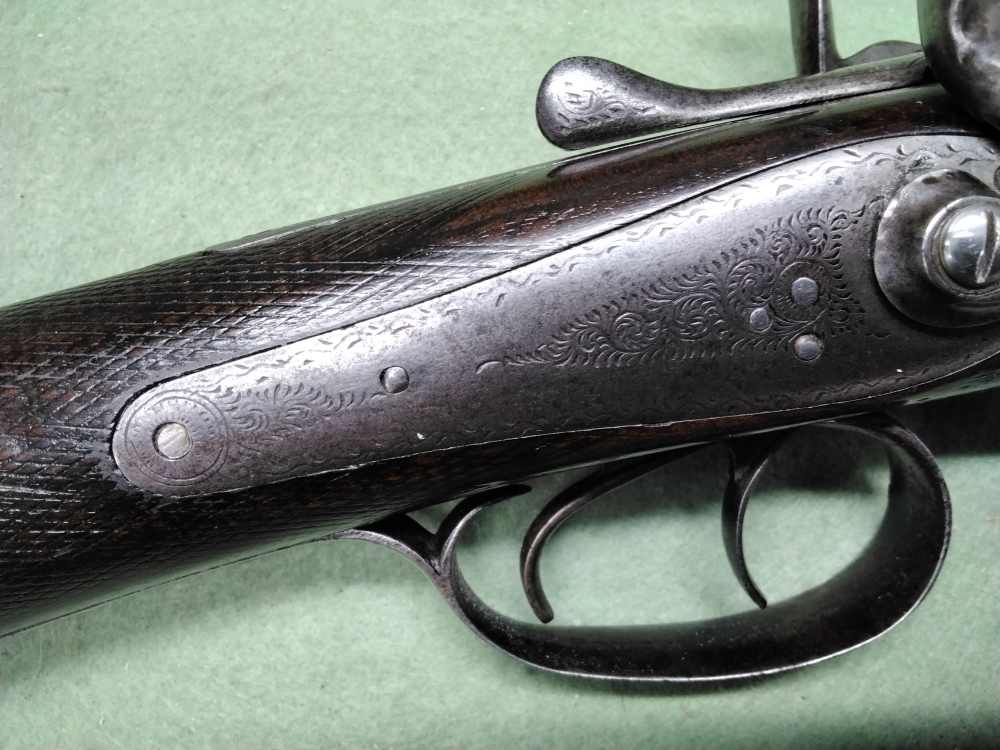J. Manton SxS 12ga Damascus Hammer Shotgun 30" IC/IM Chokes Nice Patina-img-6