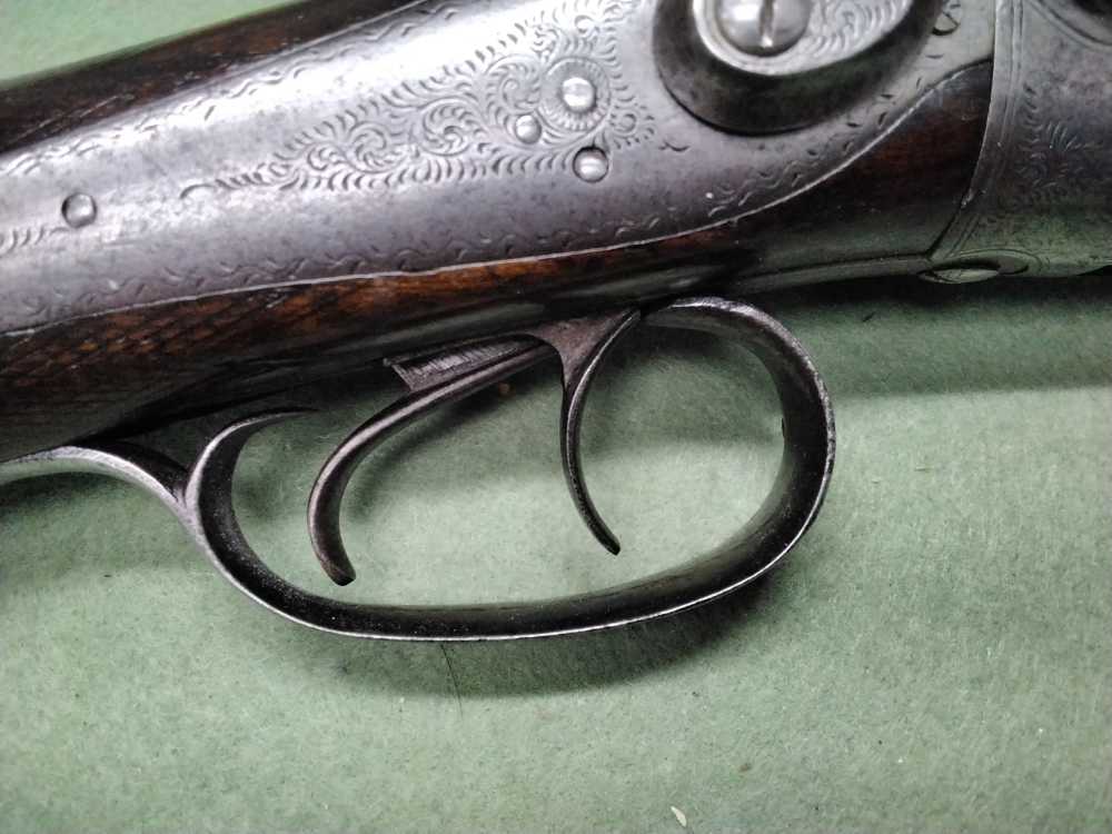 J. Manton SxS 12ga Damascus Hammer Shotgun 30" IC/IM Chokes Nice Patina-img-8