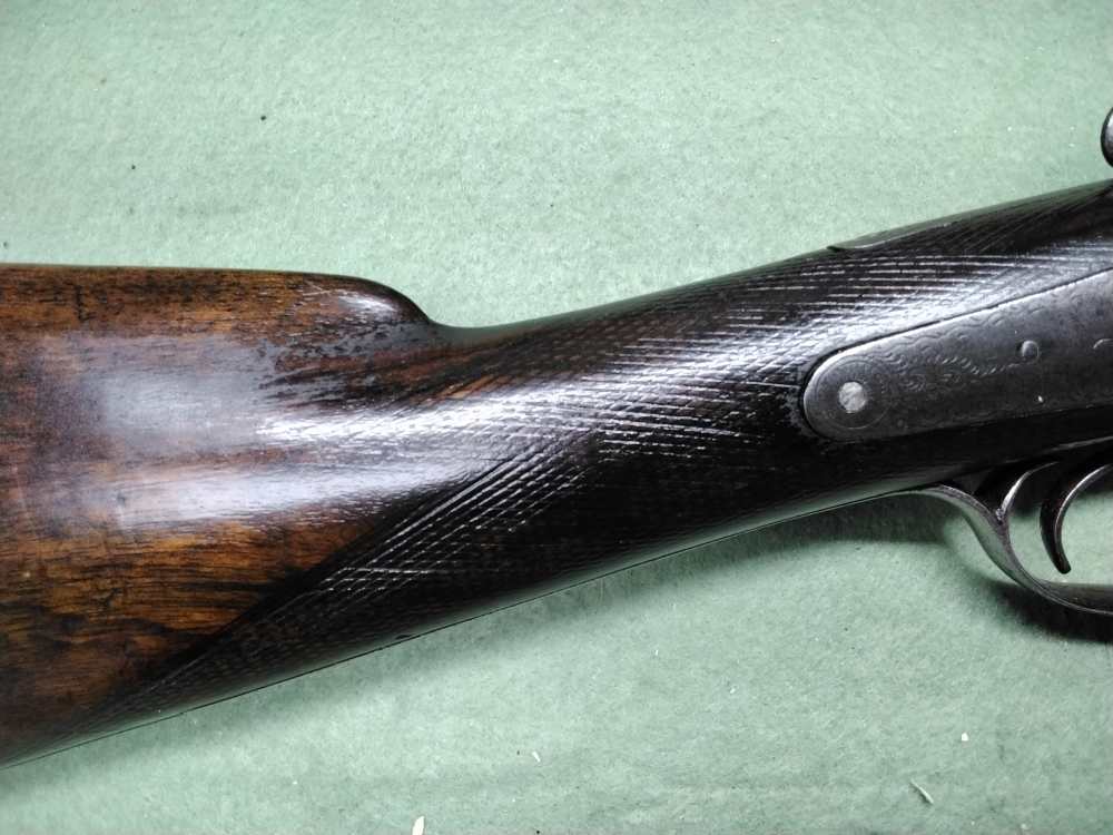J. Manton SxS 12ga Damascus Hammer Shotgun 30" IC/IM Chokes Nice Patina-img-5