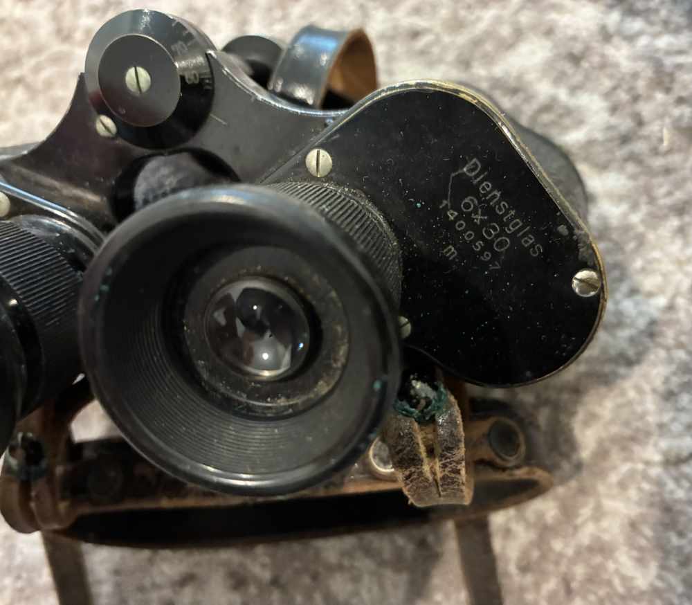 Original German WW2 Carl Zeiss Jena Early 6x30 Dienstglas W/ Case -img-1