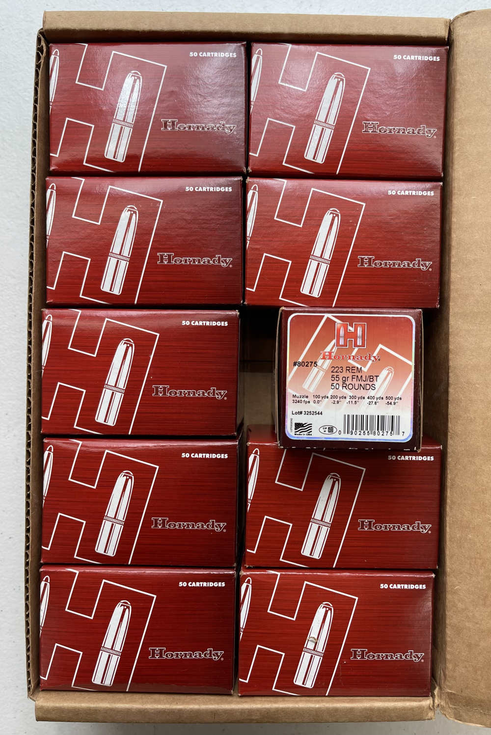 500 Round Case Hornady .223 Rem. Ammo 55 Grain FMJ-BT 80275 $ Super Deal $-img-0