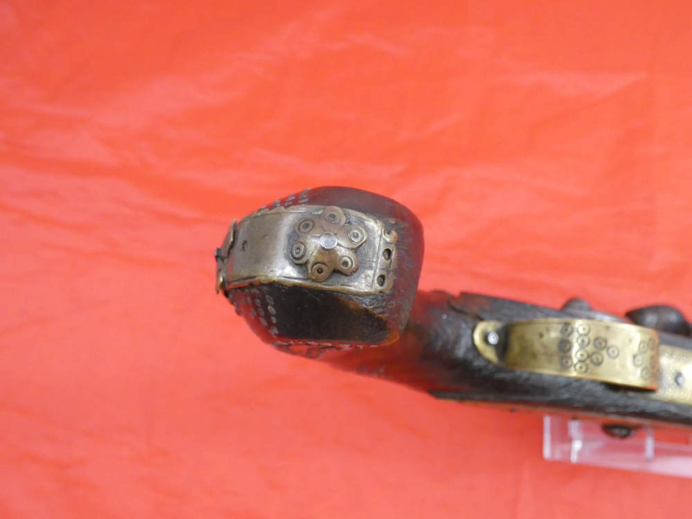 RARE ANTIQUE SOUTH INDIA BLUNDERBUSS MIQUELET FLINTLOCK PISTOL 1780-1820 -img-15