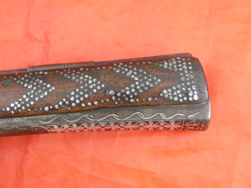 RARE ANTIQUE SOUTH INDIA BLUNDERBUSS MIQUELET FLINTLOCK PISTOL 1780-1820 -img-27