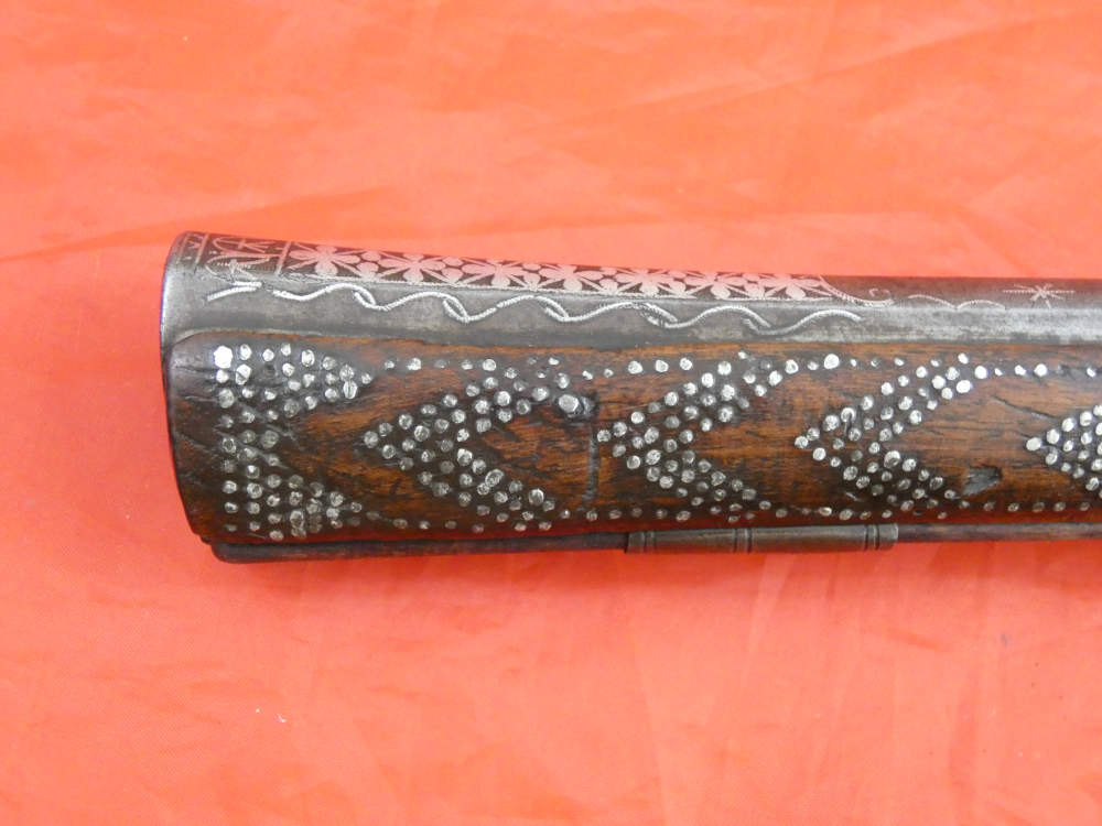 RARE ANTIQUE SOUTH INDIA BLUNDERBUSS MIQUELET FLINTLOCK PISTOL 1780-1820 -img-29
