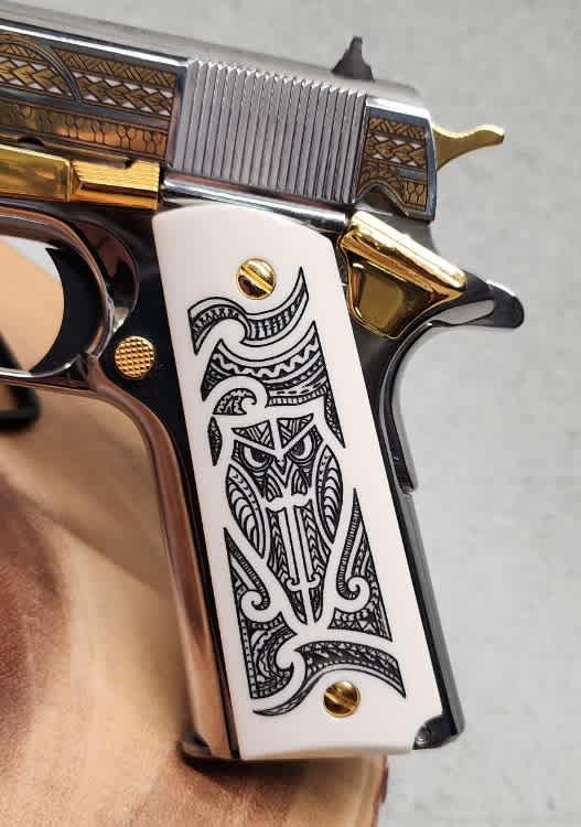 SK Customs Colt 1911 The MANA 1 of 200 Gold 38 Super Polynesian Layaway-img-11