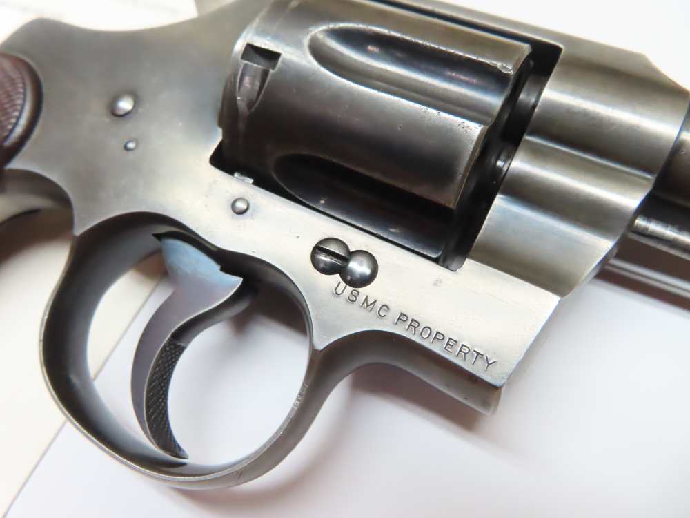 COLT Officers Model USMC PROPERTY Target Revolver Heavy Barrel .38  RARE-img-66
