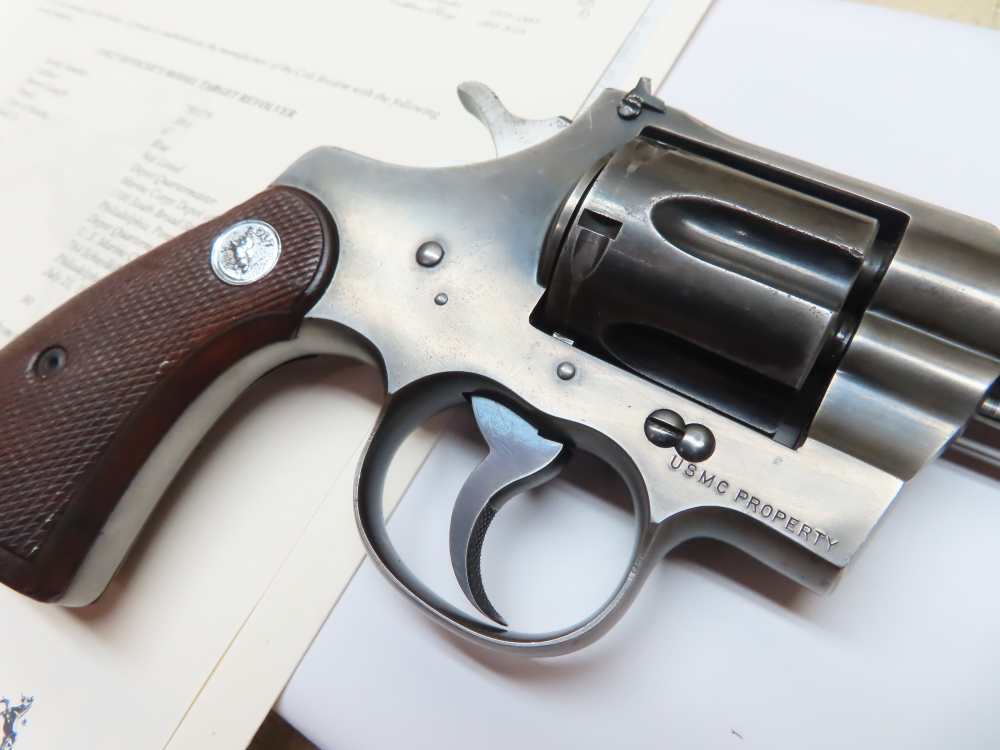 COLT Officers Model USMC PROPERTY Target Revolver Heavy Barrel .38  RARE-img-65